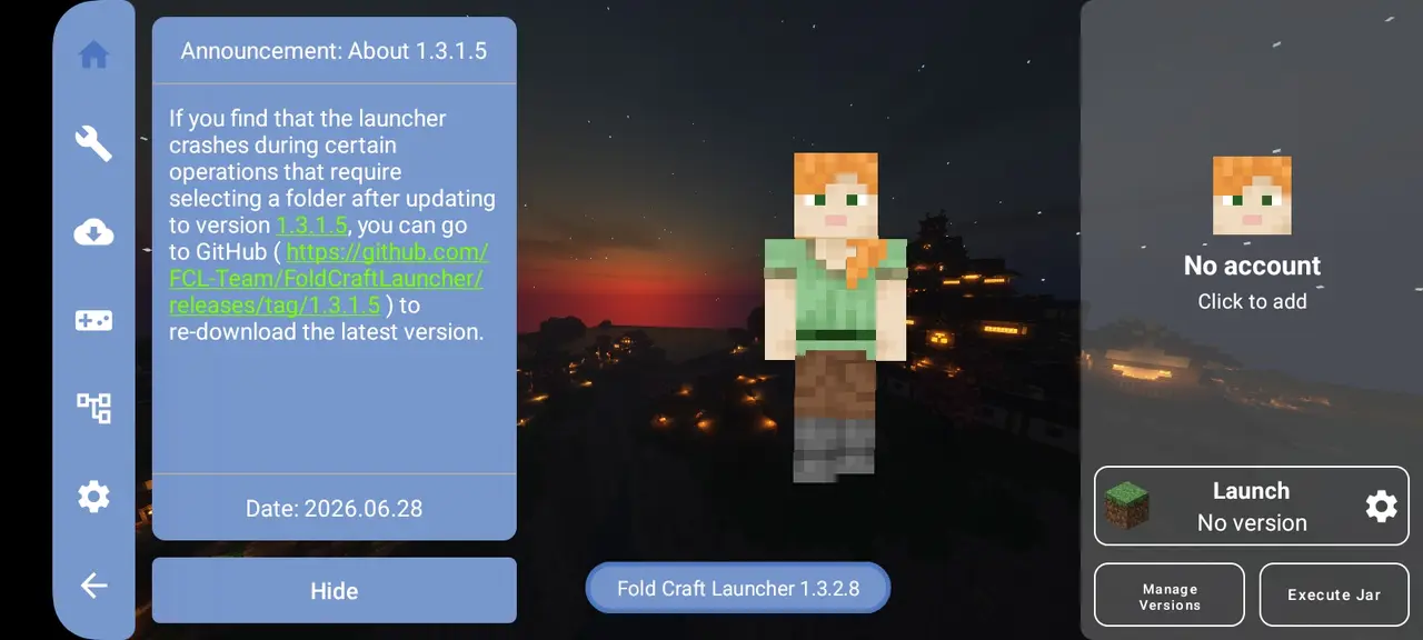 Fold Craft Launcher dashboard on Android